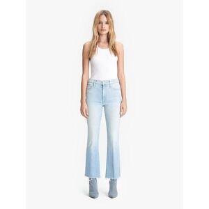 Mother The Hustler Ankle Fray Jeans When In Rome Light Wash Flare Size 25